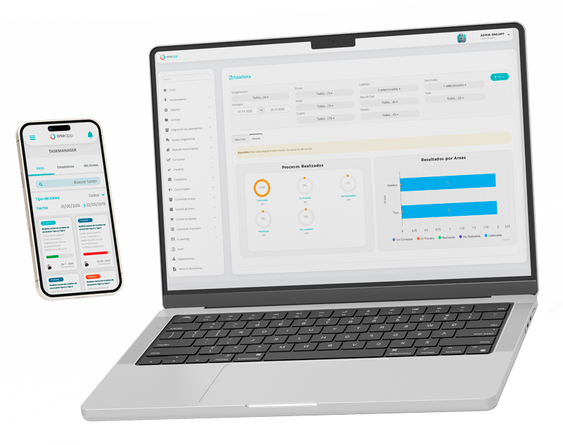 Interfaz del módulo Task Manager para seguimiento de tareas en tiempo real