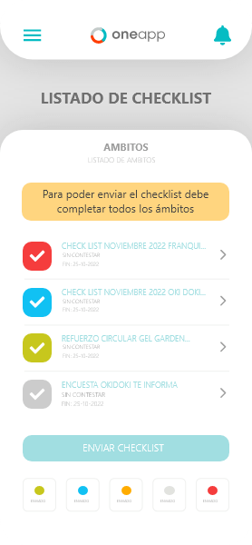 Checklist operativos en OneApp para el cumplimiento de estándares